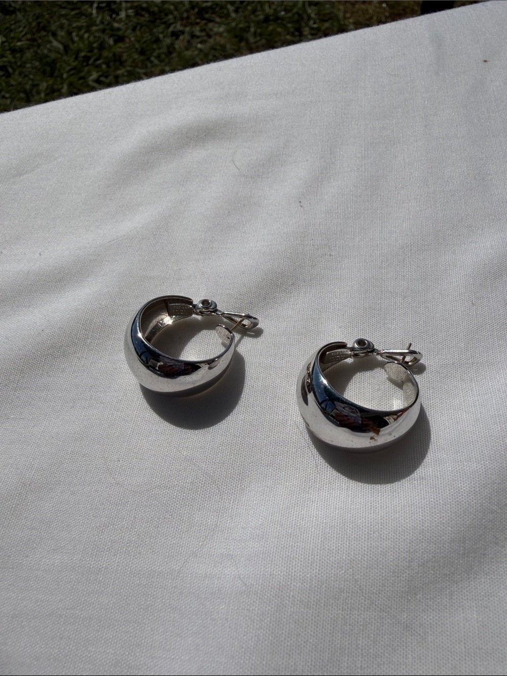 Silver Hoop Clip-On Earrings - Classic Chunky Hoops Monet stud